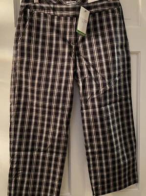 Calça de golfe Izod Stretch feminina Capri preta xadrez tamanho 6 algodão elastano nova com etiquetas - Imagem 1 de 4