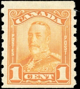 Canada Mint H F+ 1c Scott #160 COIL 1929 KGV Scroll Issue Stamp - Imagen 1 de 6