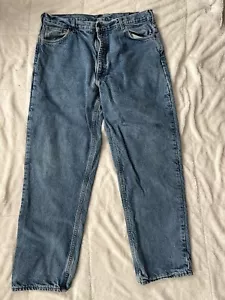 Vintage Carhartt Flanell gefütterte Jeans Herren 40x32 Denim Arbeitshose blau hergestellt in den USA - Bild 1 von 6