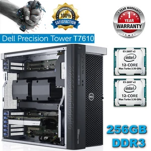 Dell Precision T7610 2x Intel E5-2697v2 2.70GHz 12Core 256GB DDR3 16TB HDD M2000 - Picture 1 of 11
