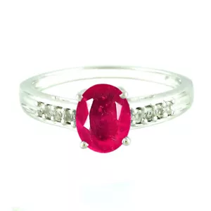 2.00 Carat Natural Burmese Ruby IGI Certified Diamond Ring In 14KT White Gold - Picture 1 of 1