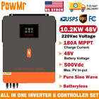 10.2KW 48V Solar Hybrid Inverter 220VAC Off Grid 180A MPPT Solar Controller 500V