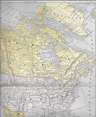 NORTH AMERICA DOMINION OF CANADA POLAR 1880 DOUBLE SIDED 21.3" x 14.5 MAP - Image 1 of 3
