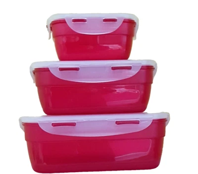 3 Lock Lock 550 ml + 1,2 l + 2,1 l - 3er Dosen-Behälter- SET  - Beere - Bild 1 von 2