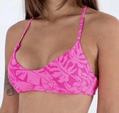 HURLEY Jungle Walk Pink 2 Pc Open Back Cheeky Bikini Swim Suit NEW Womens Sz S M - Image 1 of 4