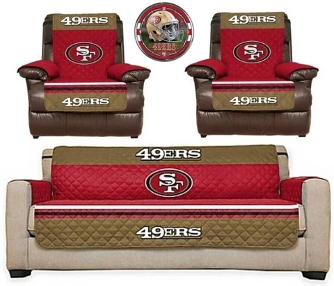 San Francisco 49ers NFL Sofa Protector, Wall Clock and 2 Recliner Protectors Cover