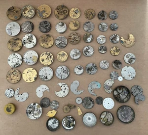 Vintage POCKET WATCH Pieces / Parts LARGE GROUPING LOT 50 plus pcs Waltham Elgin - Picture 1 of 17
