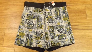 Vtg Retro Zipper Fly Swimsuit,Bathing Suit Carnegie sz 14 Youth Board Shorts - Picture 1 of 6