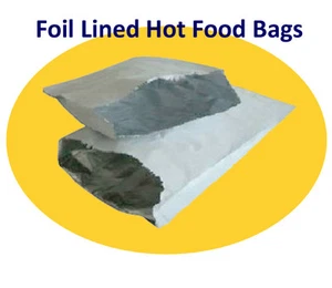 Foil Lined Hot Food Bags - 7 x 9 x 12" 71gsm - Naan Bread/Takeaway Bags 100-1000 - Picture 1 of 1