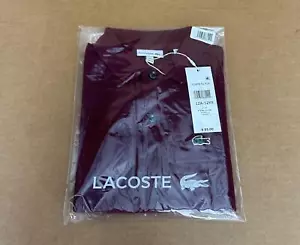 Lacoste Kids Regular Petit Pique Short Sleeve Polo in Bordeaux Red Boys Sz 8 12 - Picture 1 of 10