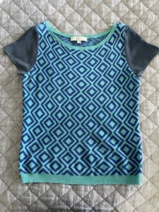 Ann Taylor LOFT Women's Printed Short Sleeve Scoop Neck Blouse Casual Size S - Picture 1 of 3