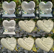 Double Heart Memorial Flower Graveside Remembrance Plaque Garden Tribute Grave