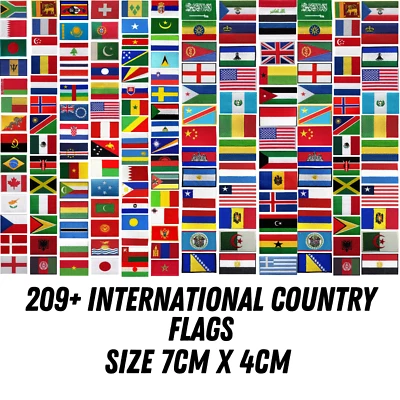 International Country Flags Iron On Patch Embroidered Sew On Applique Badge A-Z - Image 1 of 4