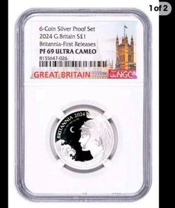 2024 £1 Great Britain Silver 1/2 oz Proof Britannia NGC PF69 FR - 1250 Minted! - Picture 1 of 3