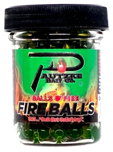 Pautzke Fire Balls uova di salmone barattolo da 1,65 oz Chartreuse aglio biodegradabile - Foto 1 di 12