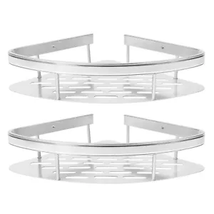 2-Pack Corner Shower Caddy Adhesive Bath Shelf Stainless Steel Storage Organizer - Picture 1 of 6
