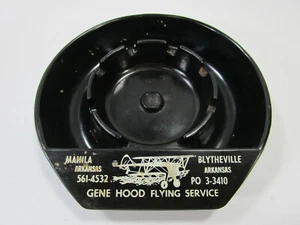 Vtg Gene Hood's Flying Service Advertising ashtray Manila Arkansas Blytheville - Picture 1 of 3