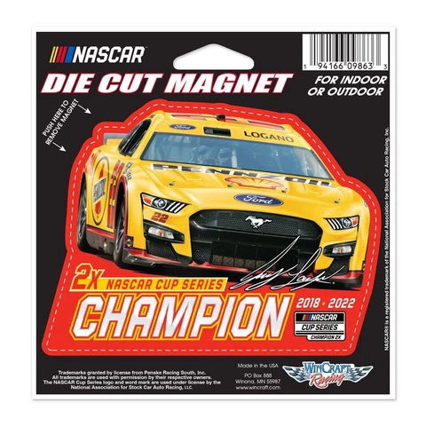 Joey Logano Wincraft 2022 #22 NASCAR Cup Series 2X Champion Die Cut 4x5 Magnet Cover