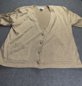 Vintage Bob Mackie Cardigan Woman Medium Gold Metallic Classic Grandma Retro - Picture 1 of 11