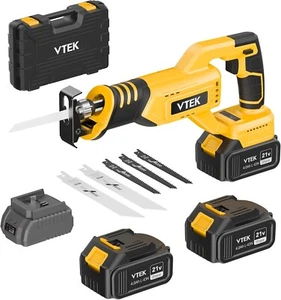 Sierra recíproca inalámbrica sin escobillas VTEK, ajuste de velocidad de 3 niveles 0-3000 RPM - Imagen 1 de 6