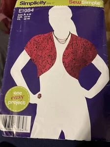 Simplicity Sew Simple Shrug E1984 Siza A 8-18 - Picture 1 of 3