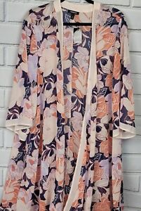Torrid Plus Size 3X Pink Floral Kimono Open Front Chiffon Hi Lo New