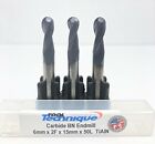 Group of 3-6mm Carbide Endmill 2 Flute Ballnose Regular TiAlN 