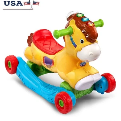 Juguete interactivo 2 en 1 de aprendizaje pony mecedor caballo paseo niños pequeños 12-36M nuevo Foto 1 de 4