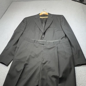 Ermenegildo Zegna Suit Mens 46R Gray Pinstripe Wool 2 Piece Pants 38x32 Tessuto - Picture 1 of 24