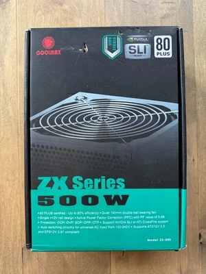 Coolmax ZX-500 500W 80 Plus ATX12V 2.2/EPS12V 2.91 Power Supply NVIDIA SLI Ready - Image 1 of 4