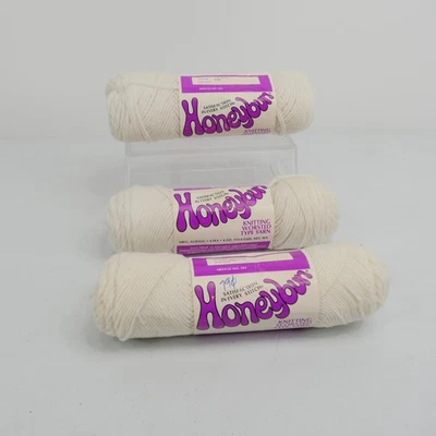 Vintage Honeybun Knitting Worsted Yarn 3 Skeins 4 Ply Acrylic Lot 5322 Craft Sup - Image 1 of 4