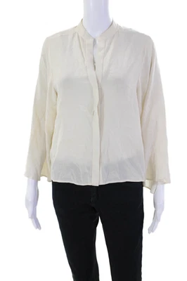 Blusa BCBGMAXAZRIA Mujer Seda Manga Larga Abotonada Blanca Talla XS Foto 1 de 4