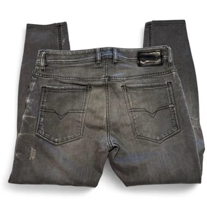 Diesel Sleenker Herren 31x30 grau distressed Slim Skinny Jeans Stretch Button Fly - Bild 1 von 8