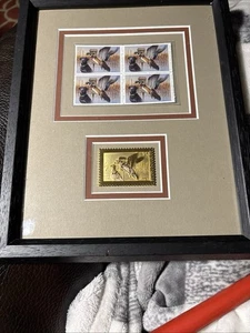 2004 DUCKS UNLIMITED $5 STAMPS With 4-Stamps & Gold Foil Stamp. Framed/Matted - Picture 1 of 8