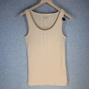 Camiseta sin mangas Attention para mujer beige mediana algodón poliéster nueva - Imagen 1 de 10