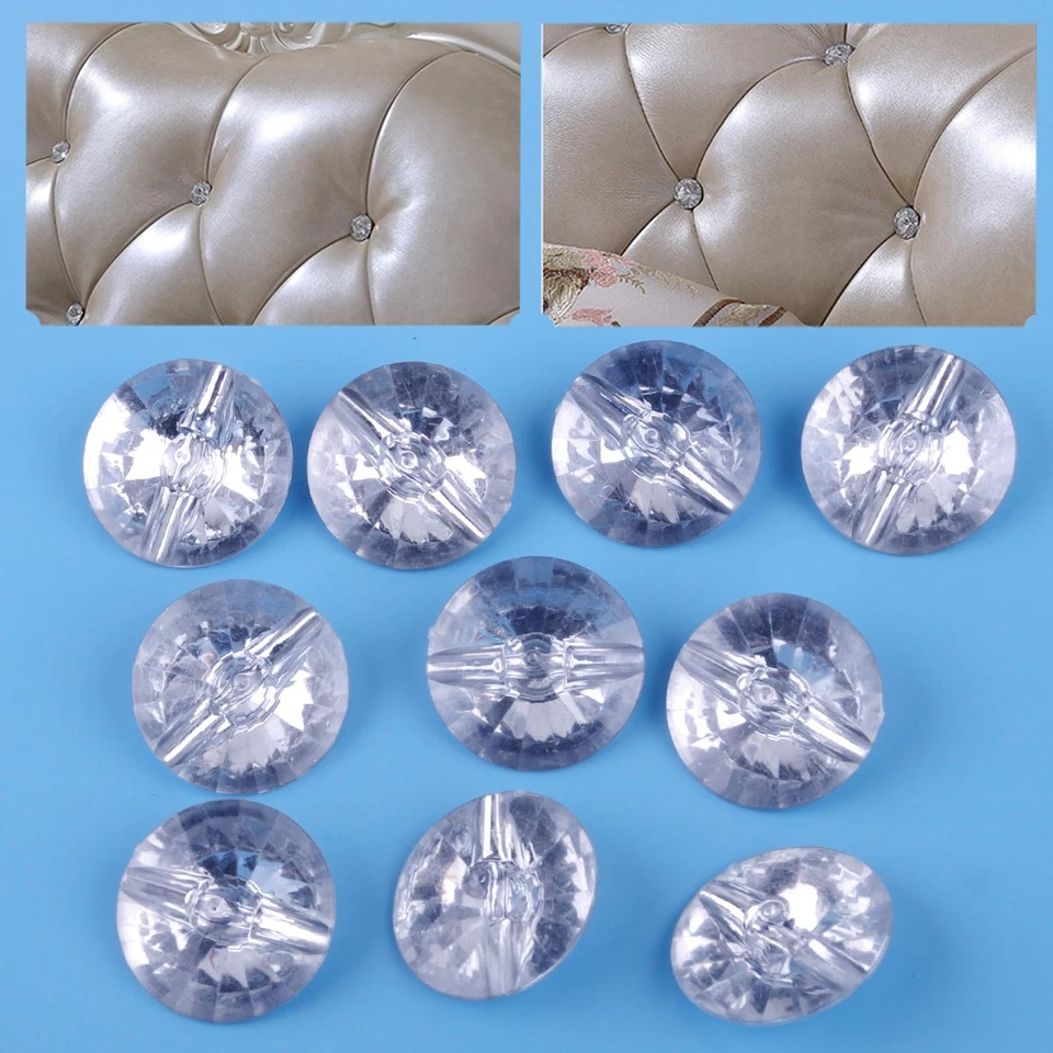 10x Crystal Upholstery Sofa Sew on Button Sparkly Large Rhinestone Diamond 30mm