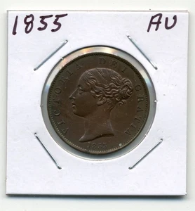 Great Britain. Half Penny. 1855 About Uncirculated - Picture 1 of 2