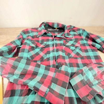 Винтажная мужская фланелевая рубашка Enjoi L зеленая клетчатая доска на пуговицах 90-е Skater - Изображение 1 из 4