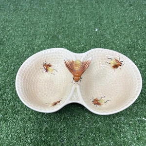 Vintage Porcelain Bee Hive Trinket Dish Made In Occupied Japan. Double Sided 7”L - Picture 1 of 9