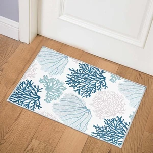 Coastal Area Rug Small Beach Throw Rugs Non-Slip Nautical Coral Entryway Door... - Picture 1 of 6