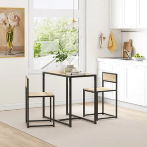 3-Piece Industrial Dining Table Set for 2 Kitchen Table and Chairs - Picture 1 of 11
