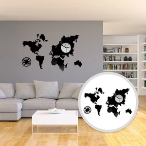 Wall Stickers Clock Map Clock Household Wall Clock Wall Clock for Home - Picture 1 of 12