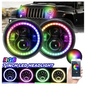LED Driving Headlight Kit Jeep Wrangler '97-'17 Bluetooth Color Changing Music - Bild 1 von 1