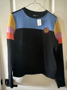 Vintage Original Santa Cruz Skateboard Crewneck Sweatshirt Black Stripe Women Sm - Picture 1 of 5