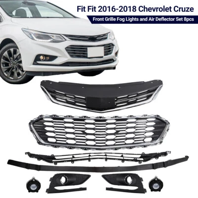 For Chevrolet Cruze 2016-2018 8PCS Front Grille Fog Lights and Air Deflector Set Foto 1 de 4
