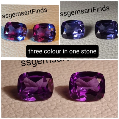 Cojín Alejandrita Forma Facetado Multicolor Cambiante Piedra Alejandrita Suelta Foto 1 de 4