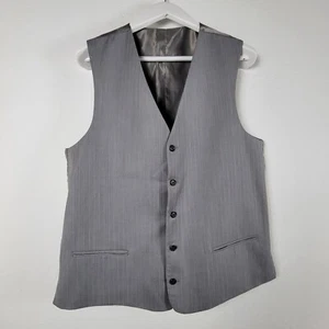 Alfani Vest Mens Gray 100% Wool Formal Five-Button Lined Adjustable Event Party - Picture 1 of 7