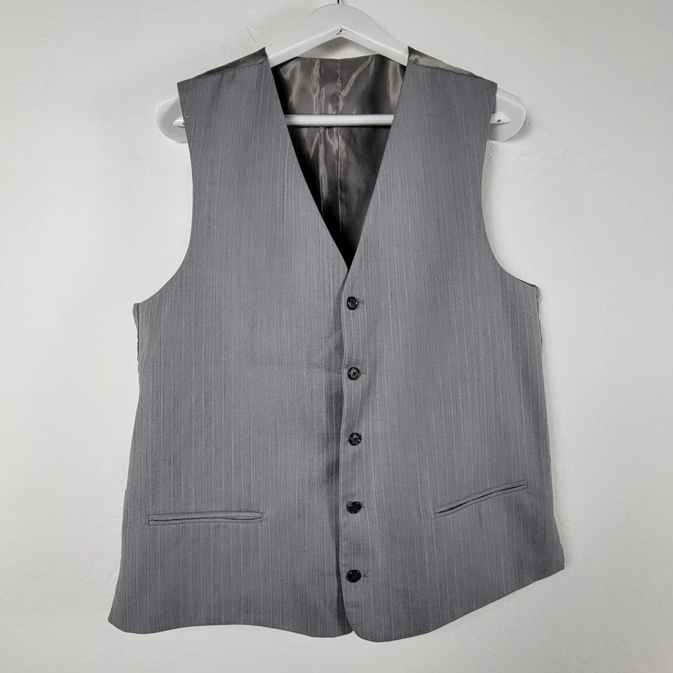 Alfani Vest Mens Gray 100% Wool Formal Five-Button Lined Adjustable Event Party - Image 1 of 4