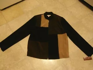 JM Collection Micro SOFT FABRIC BROWNS Jacket Size 14 NWT - Picture 1 of 3