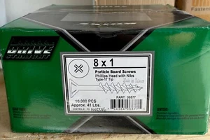 #8 x 1" Phillips Flat Particle Board Screws Type 17 Point,Nibs Zinc 10,000/Cs - Picture 1 of 3